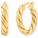 14ct Yellow Gold Twist Oval Hoop Earrings 14ct Yellow Gold Twist Oval Hoop Earrings