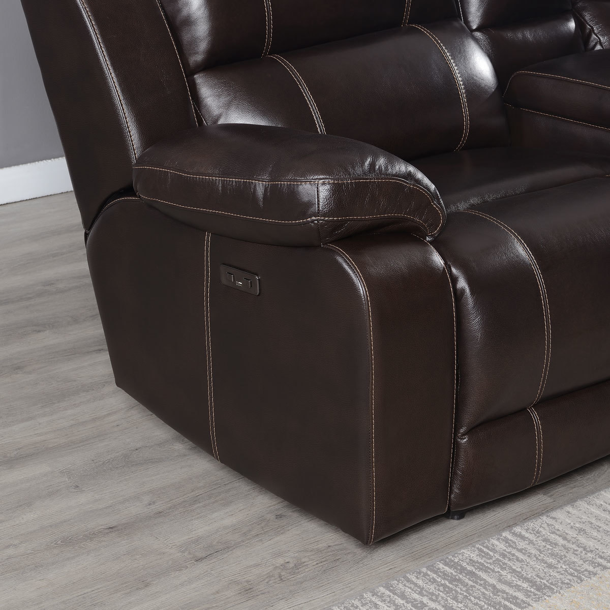 Pulaski Dunhill Brown Leather Power Reclining Sectional Sofa Costco UK