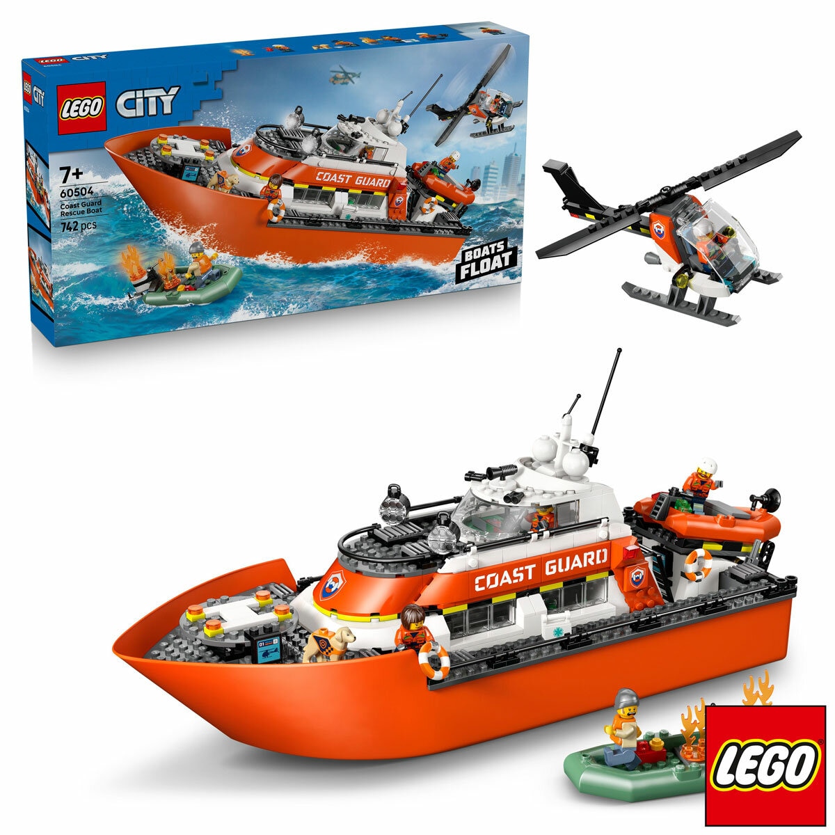 LEGO City Coast Guard Rescue Boat & Helicopter Model 60504 (7+ Years)