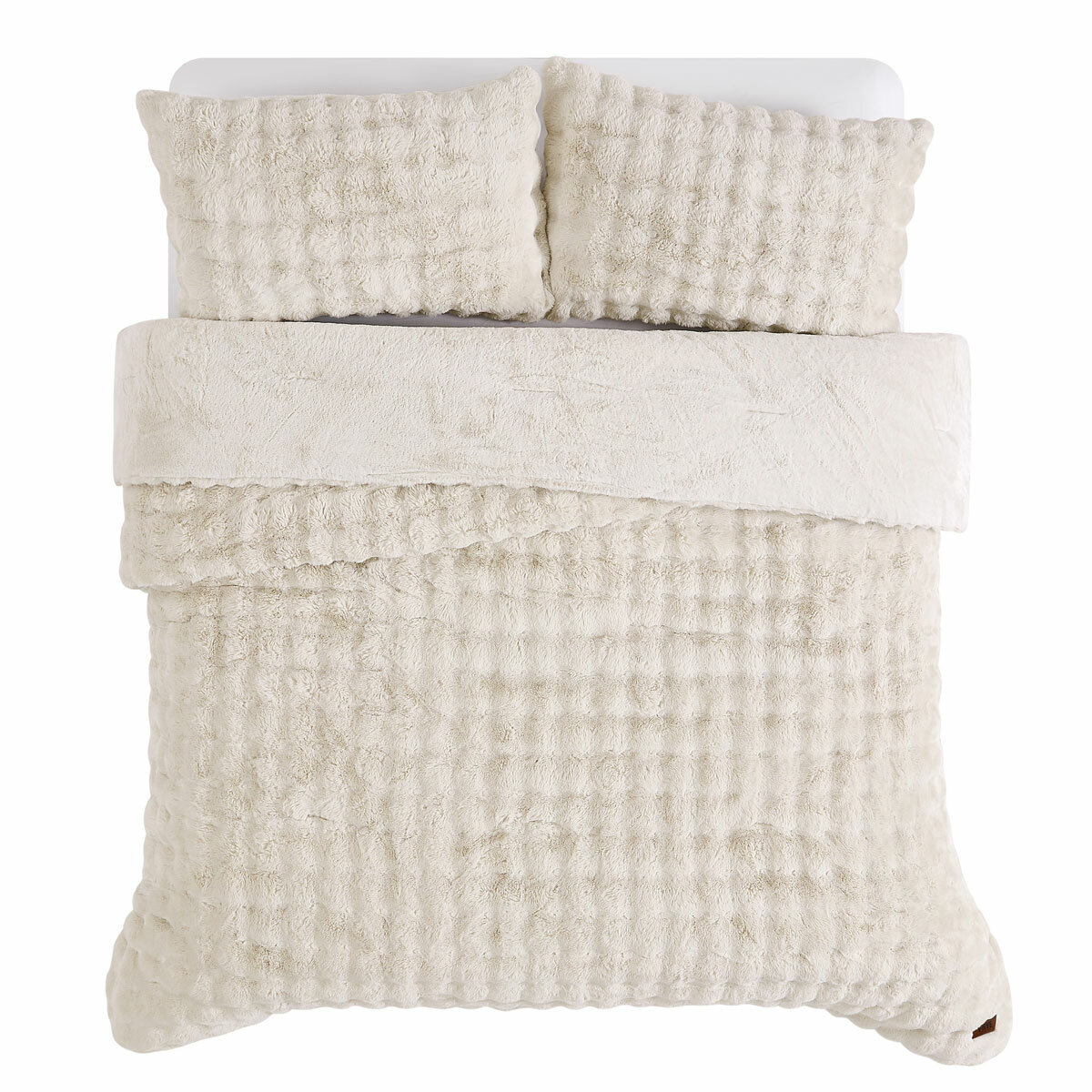 FRYE Faux Fur Cream 3 Piece Comforter Set FRYE Faux Fur Cream 3 Piece Comforter Set