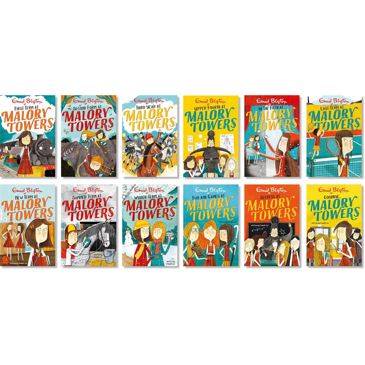 Front cover images of Malory Towers 12 books