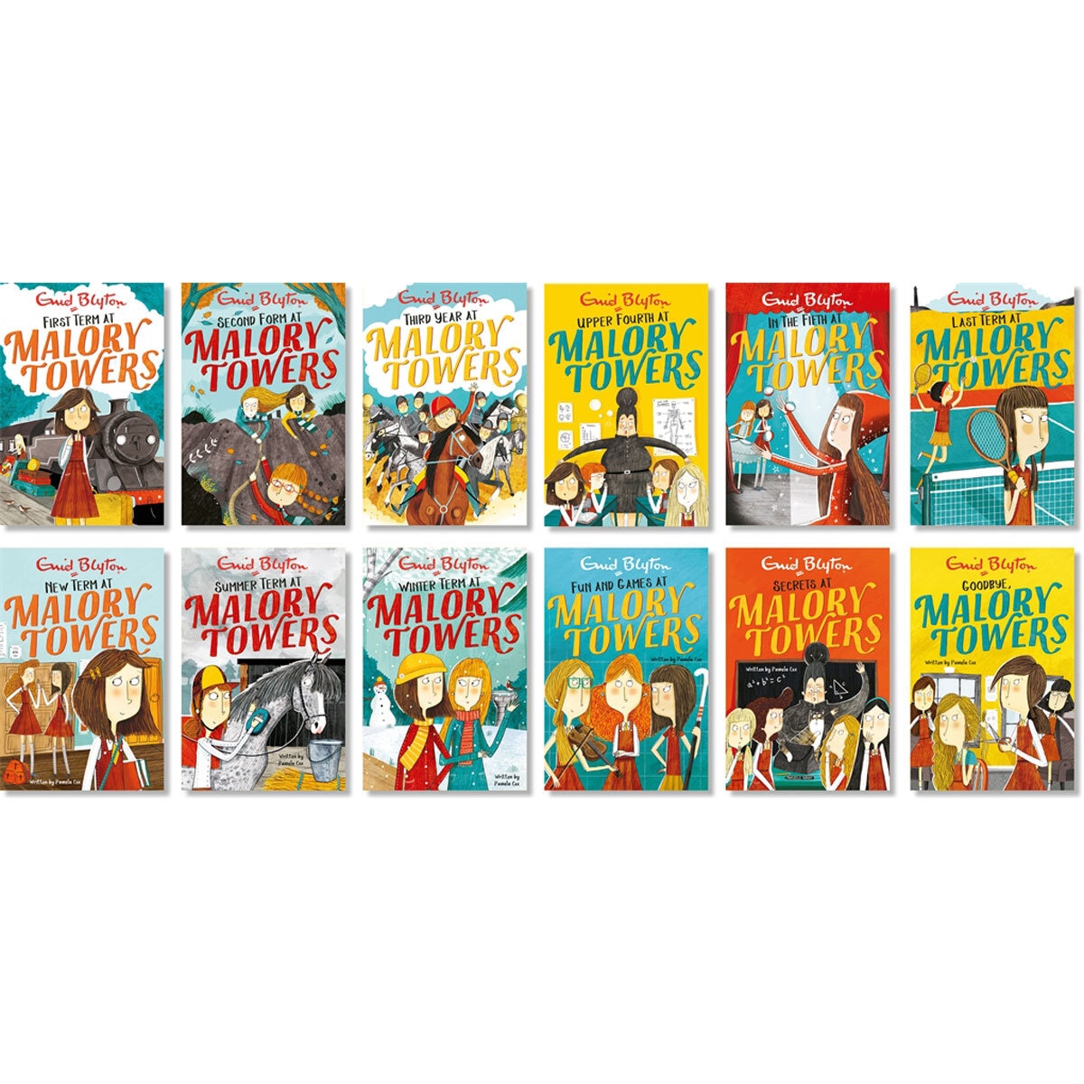 Front cover images of Malory Towers 12 books
