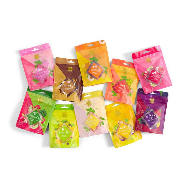Pouches of SugarSin gummies Pouches of SugarSin gummies