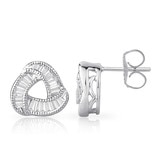 0.38ctw Baguette Diamond Knot Stud Earrings, 18ct White Gold