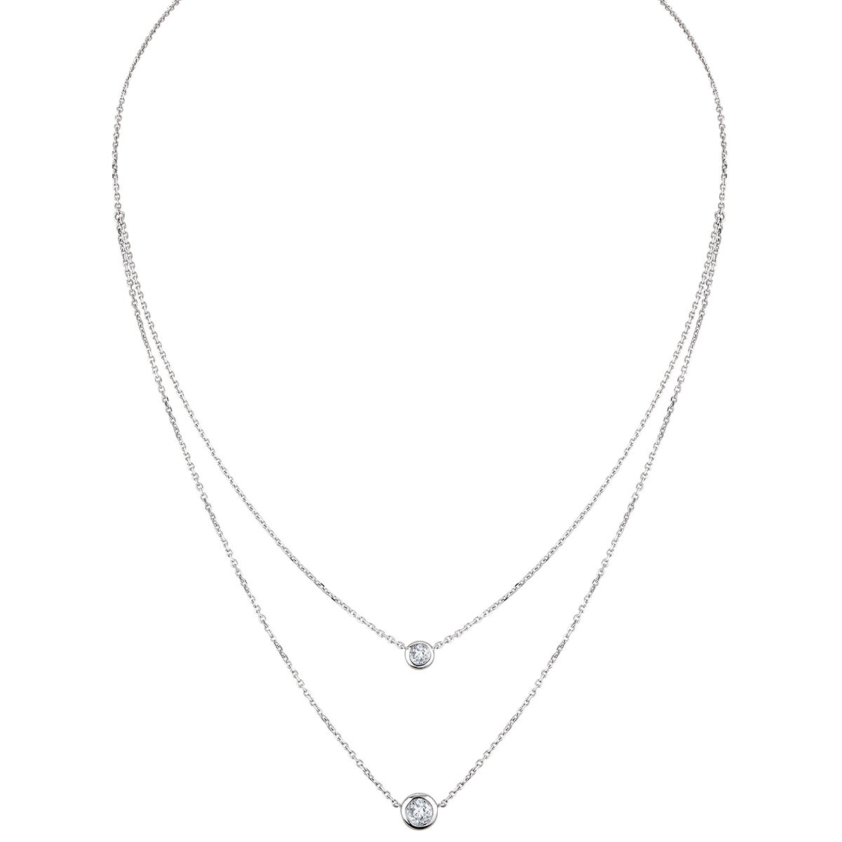 0.33ctw Round Brilliant Cut Diamond Double Layer Pendant, 18ct White Gold