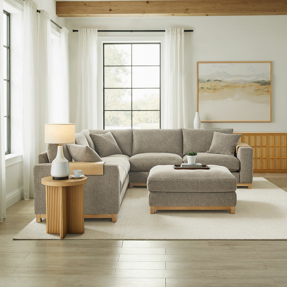 Aiden & Ivy Hawthorne Brown Fabric 4 Piece Corner Sofa