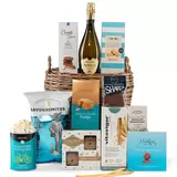 Hamper with gifts displayed in front