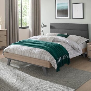 Bentley Designs Brunel Scandi Oak & Dark Grey Bed Frame, Double