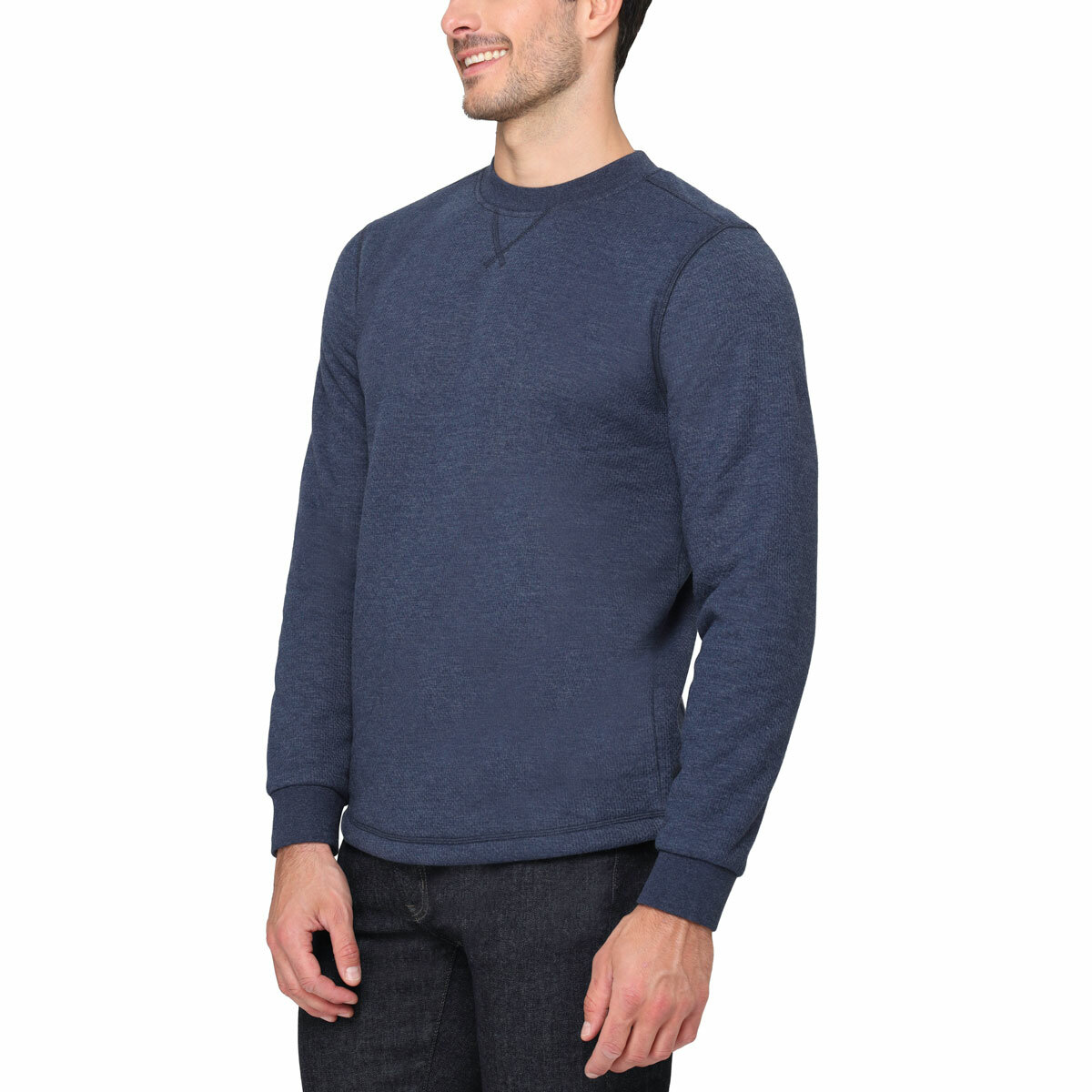 BC Clothing Men's Waffle Crew Sweater in Blue