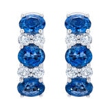 Oval Sapphire & 0.23ctw Diamond Hoop Earrings, 14ct White Gold Oval Sapphire & 0.23ctw Diamond Hoop Earrings, 14ct White Gold