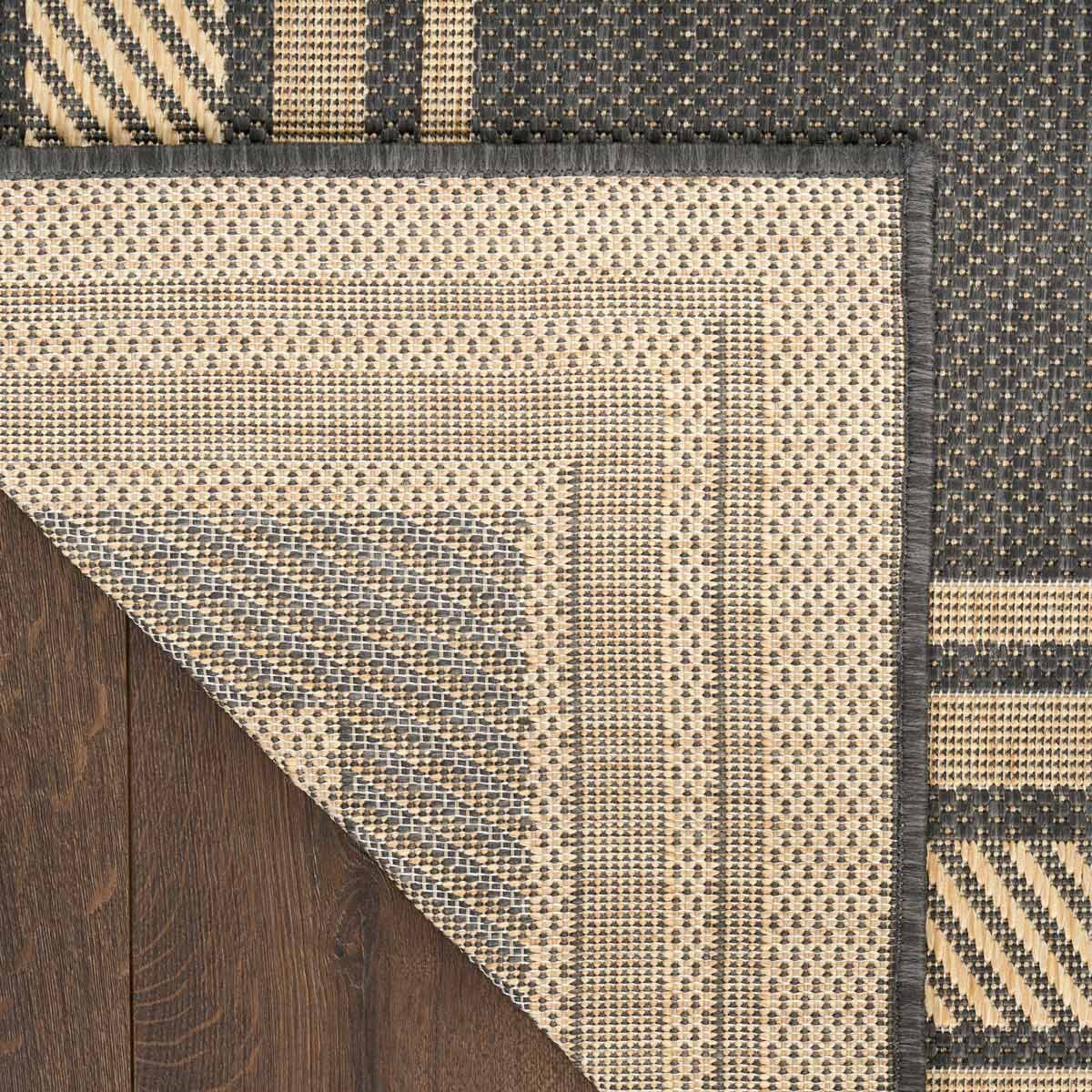 Nourison Horizon Border Indoor / Outdoor Rug in 2 Sizes, Charcoal