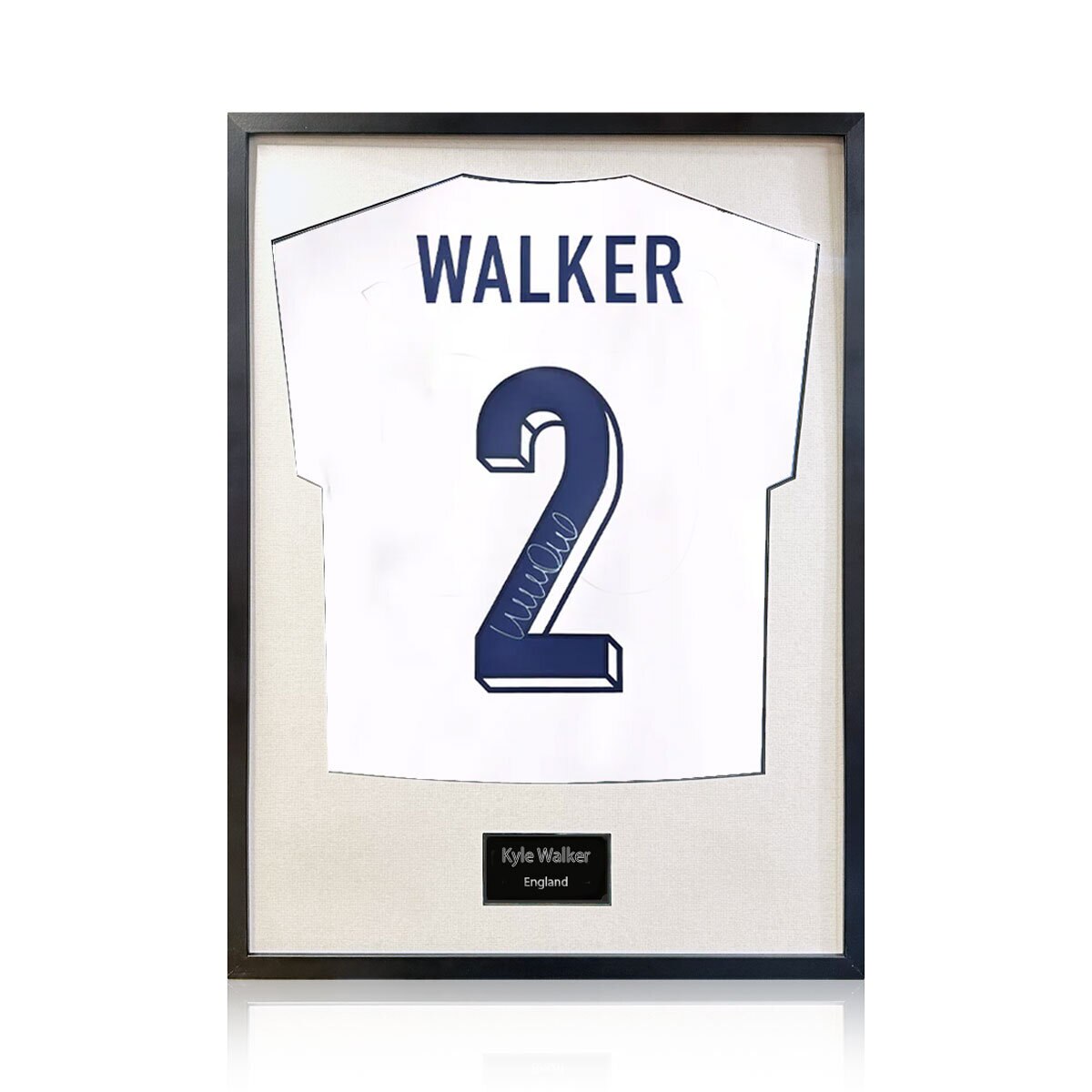 Kyle Walker Signed Framed England Football Shirt in 2 Options: White or Black Mount