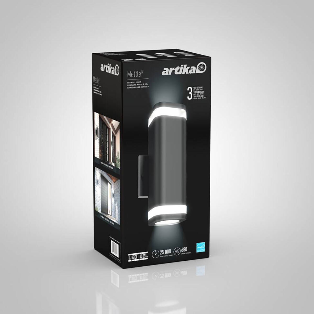 Artika Outdoor Indoor Mettle Sconce Light in Black Co