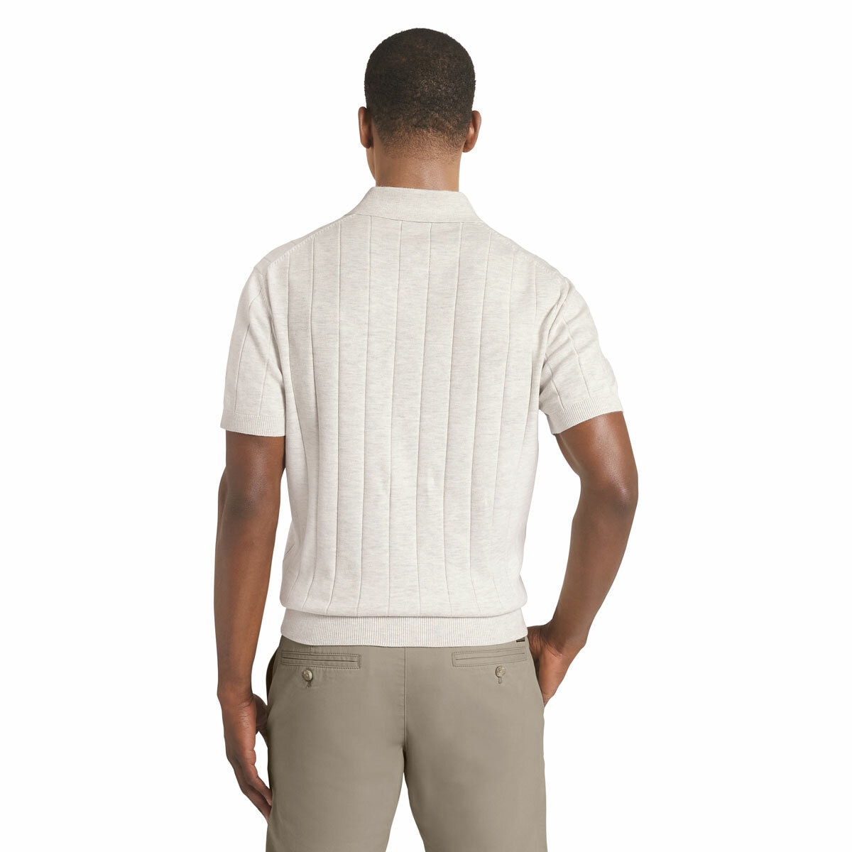 Chaps Men's Ribbed Knit Polo in Oatmeal Chaps Men's Ribbed Knit Polo in Oatmeal