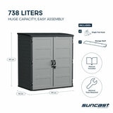 Suncast 5ft 8" x 3ft 6" (1.7 x 1.1m) 3,000 Litre Vertical Storage Shed with Shelves and Tool Hooks