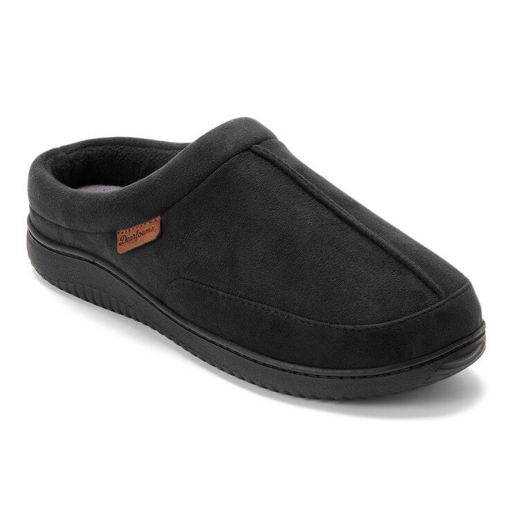 Dearfoam Memory Foam Men's Clog Slippers in Black