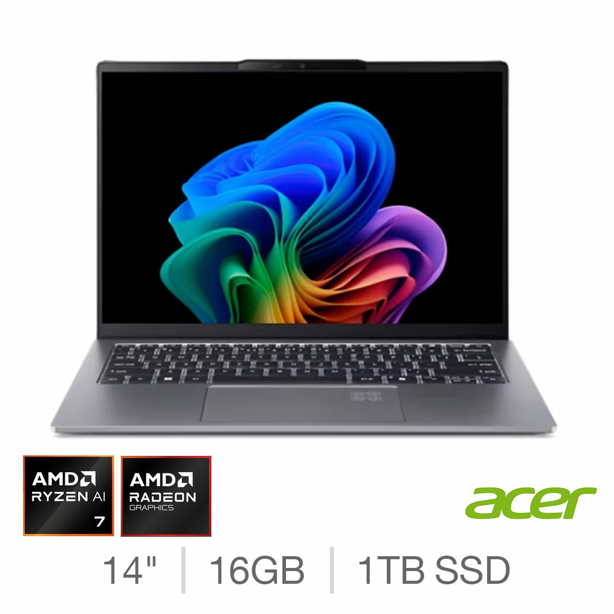 Acer Swift Go Copilot+PC, AMD Ryzen AI 7, 16GB RAM, 1TB SSD, 14 Inch OLED Laptop, NX.JDAEK.001 Acer Swift Go Copilot+PC, AMD Ryzen AI 7, 16GB RAM, 1TB SSD, 14 Inch OLED Laptop, NX.JDAEK.001