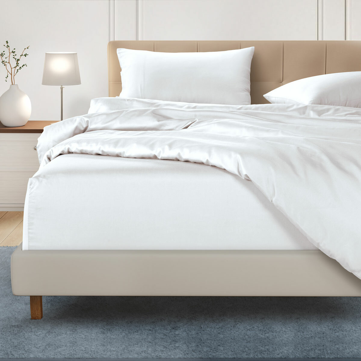 Welhome 500 Thread Count Lyocell Cotton Blend Duvet Set in White, King