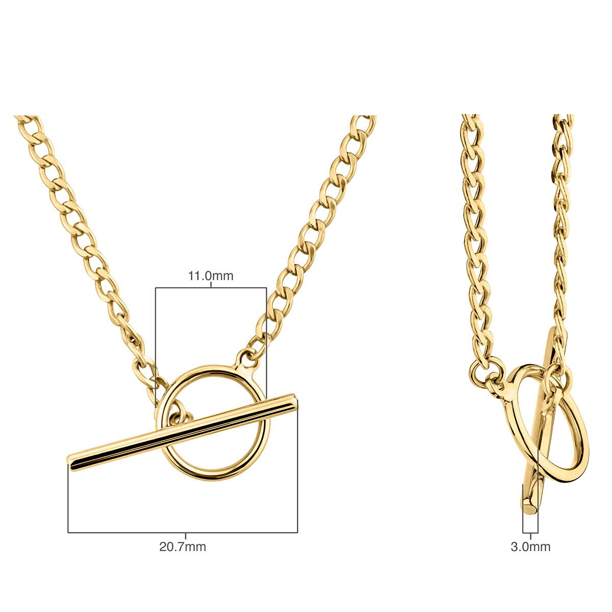 14ct Yellow Gold T-Bar Curb Necklace