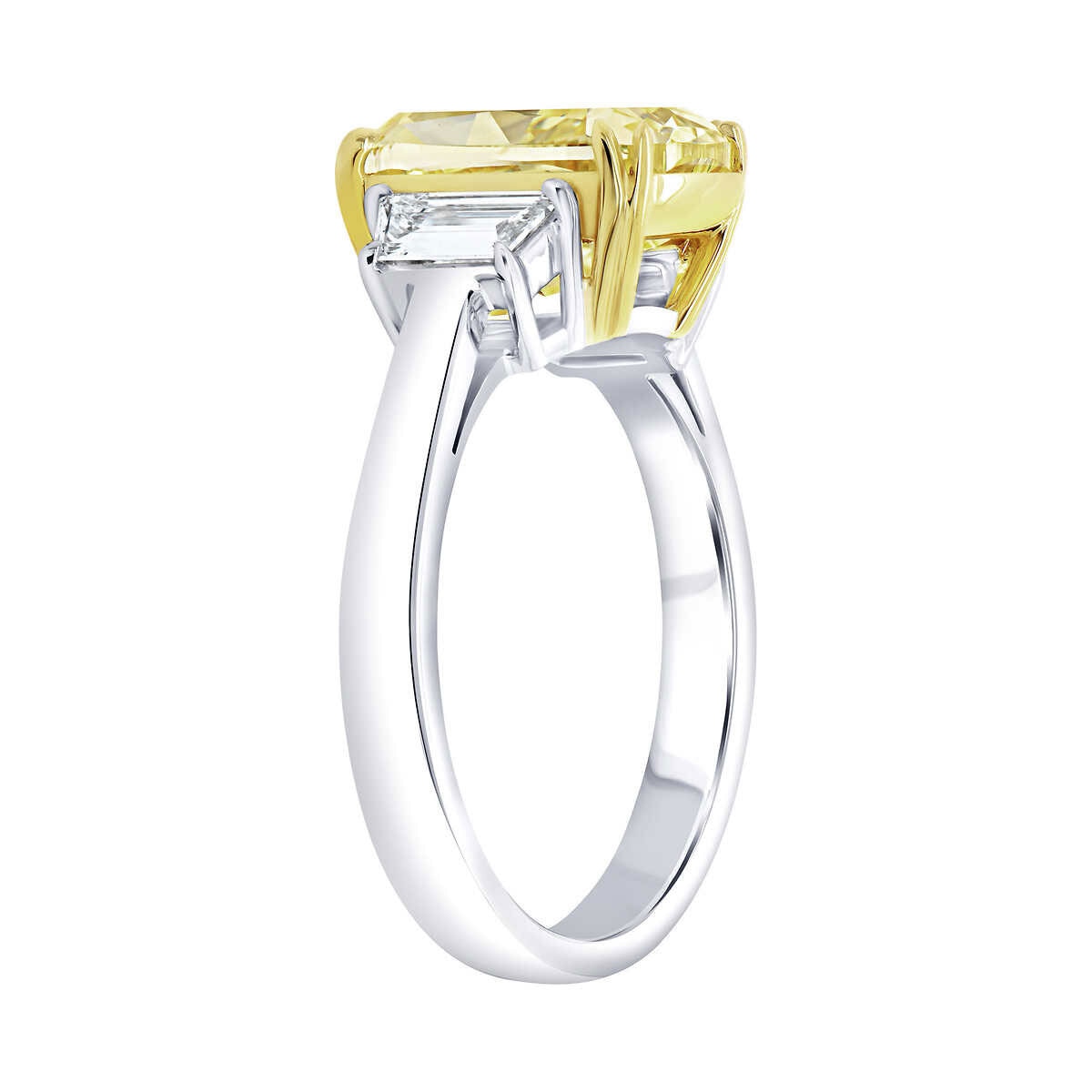 4.56ctw Fancy Intense Yellow Three Stone Diamond Ring, Platinum