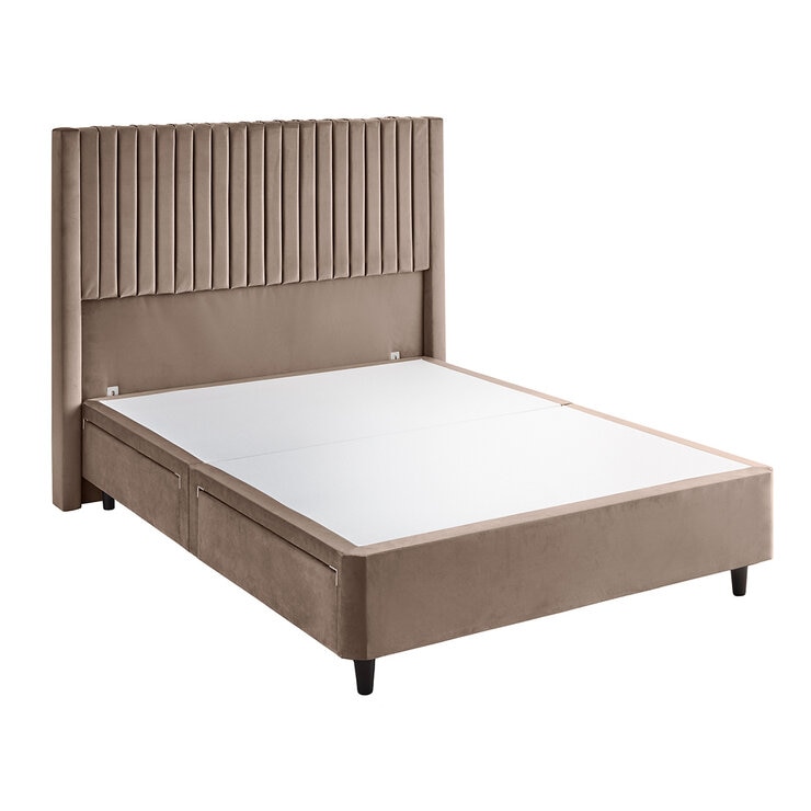 Silentnight Velvet 4 Drawer Divan Base with Slumber Headboard in Mink, King