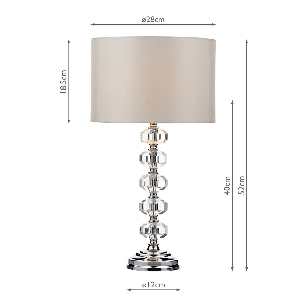 Oleana Polished Chrome Crystal Table Lamp with Shade