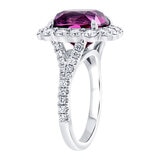 Cushion Cut Spinel & 1.70ctw Diamond Halo Ring, 18ct White Gold