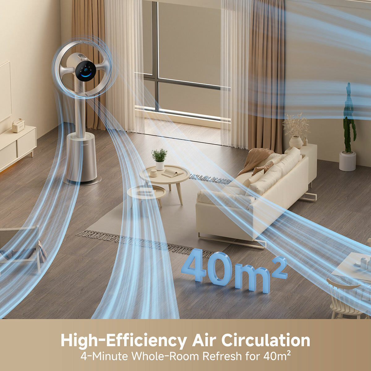 Lifestyle image showing high efficiency air circulation Lifestyle image showing high efficiency air circulation