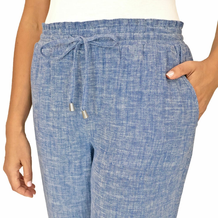 Briggs Ladies Linen Pant in Light Blue