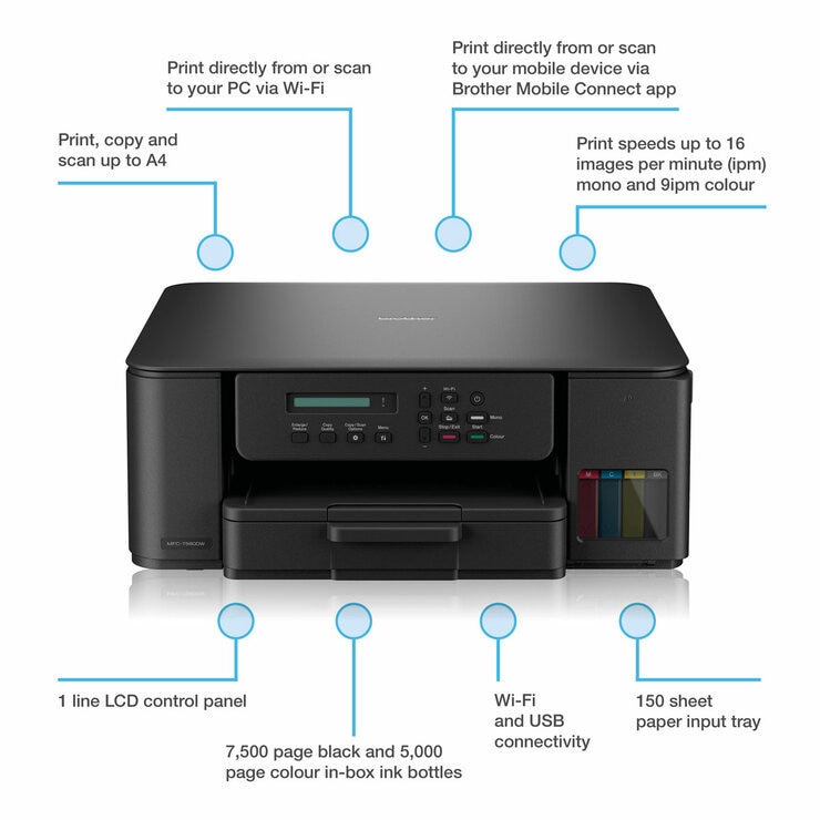 Brother 3-in-1 Ink Tank, DCP-T580DW