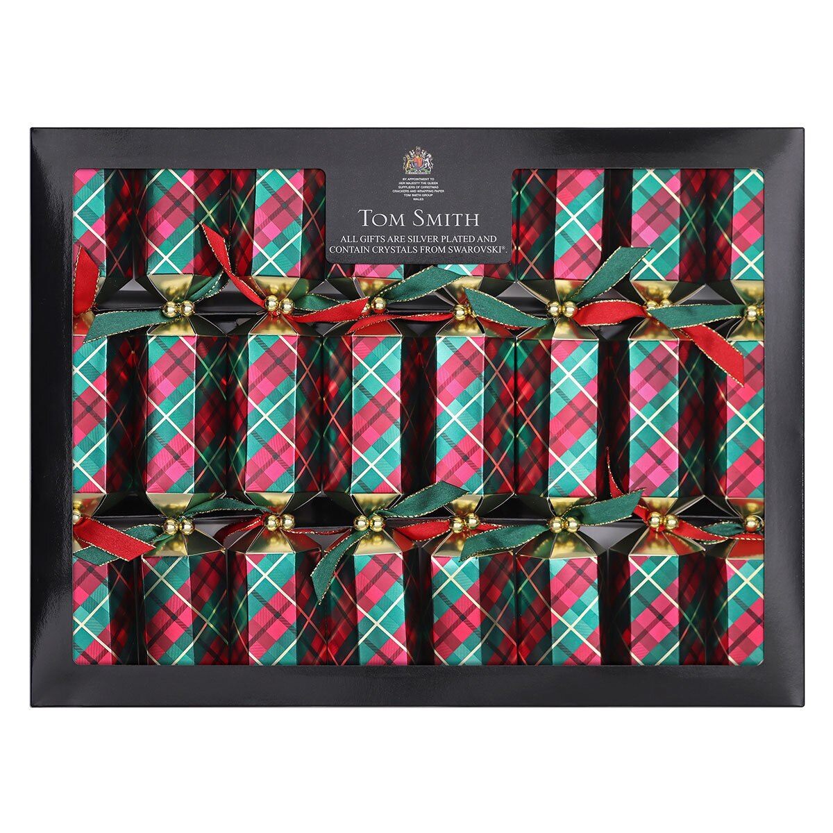 Tom Smith 14 Inch (36cm) Luxury Christmas Crackers 8 Pack in Red & Green