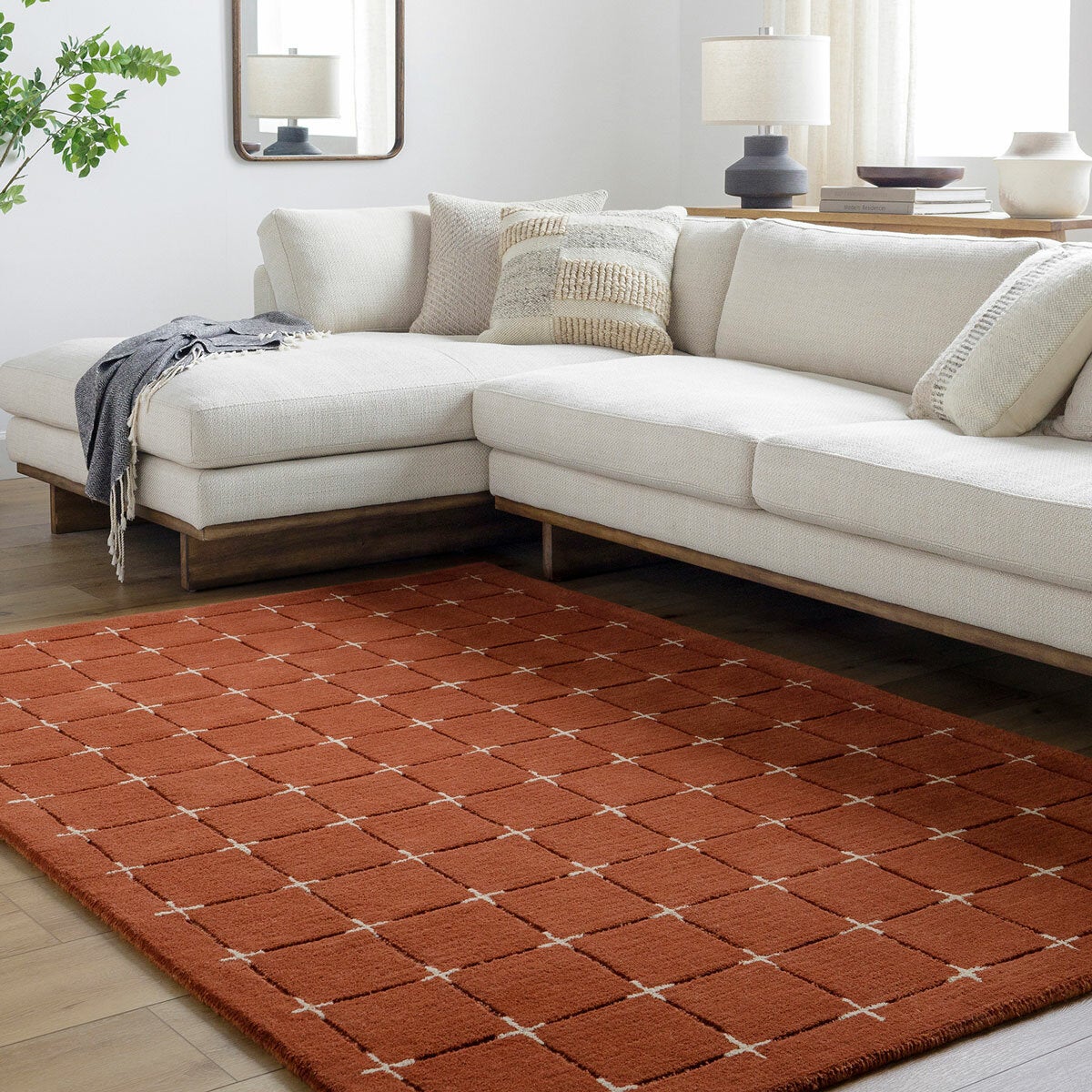 Livabliss Brook Orange Wool Rug, In 2 Sizes Livabliss Brook Orange Wool Rug, In 2 Sizes