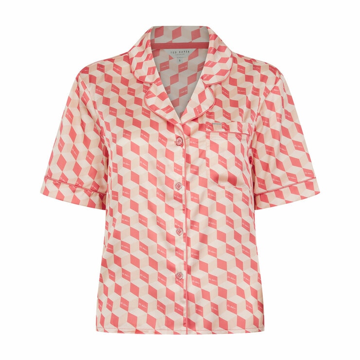 Ted Baker Ladies Satin 2 Piece PJ Set in Coral
