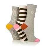 Caroline Gardner Ladies Crew Sock 6 Pack in Grey
