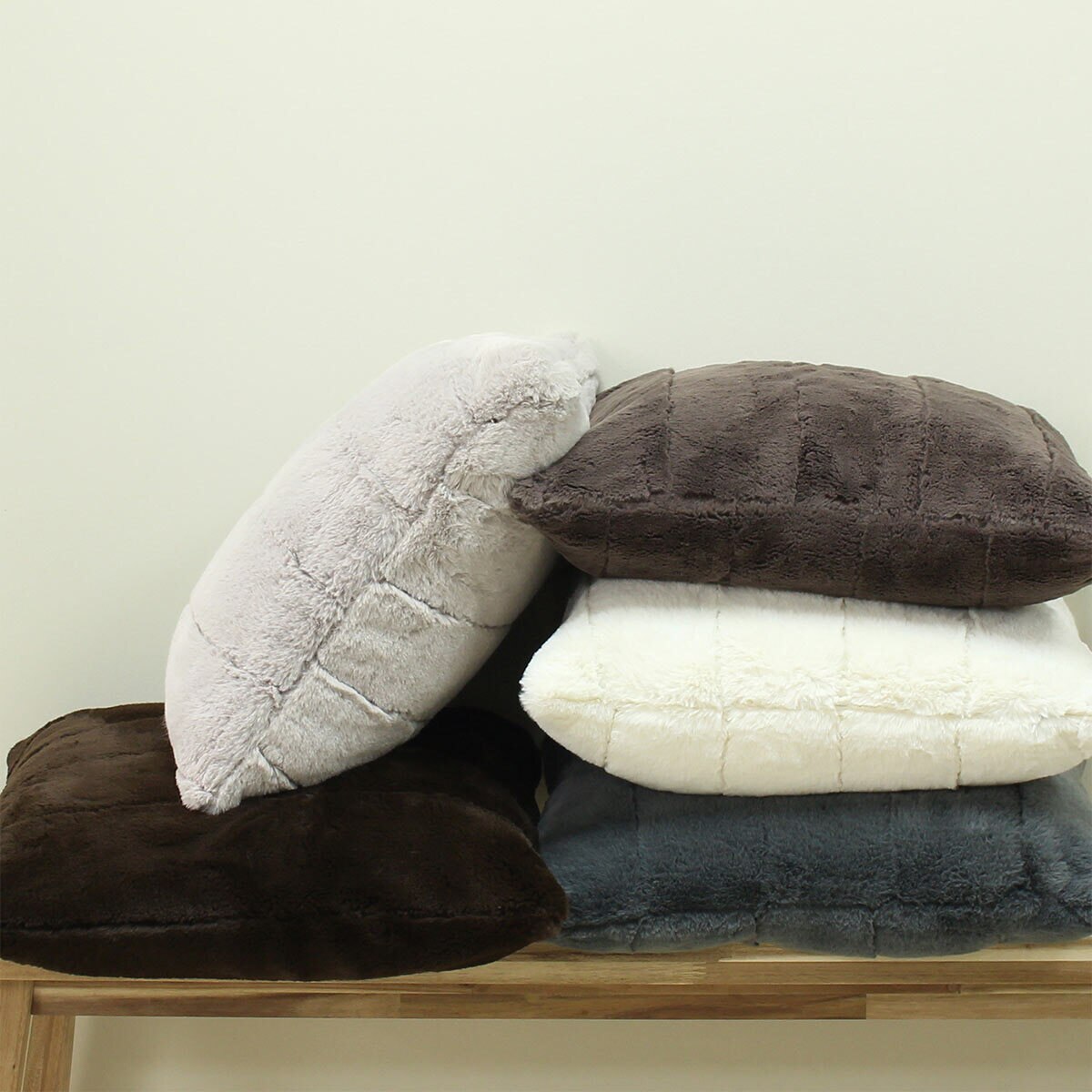 Alaska Chocolate Faux Fur Cushion, 2 Pack Costco UK