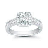 0.90ctw Princess and Round Brilliant Diamond Ring, 14ct White Gold