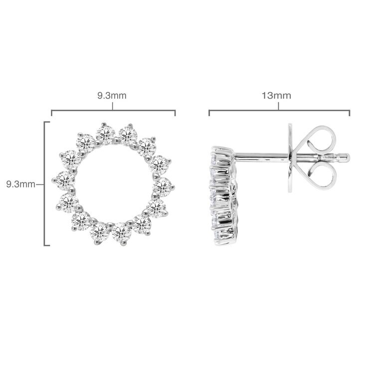0.39ctw Round Brilliant Cut Diamond Circle Stud Earrings, 18ct White Gold