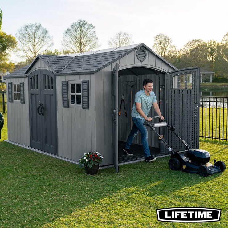 Lifetime 15ft x 8ft (4.6 x 2.4m) Dual Entry Storage Shed - Model 60455