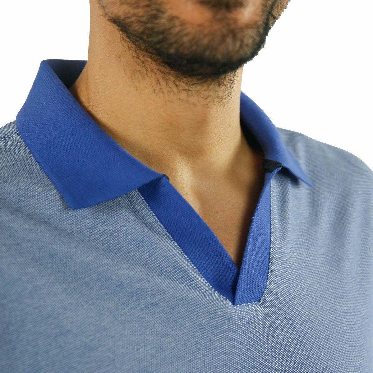 Jachs Mens Lightweight Knit Oxford Polo Shirt in Blue