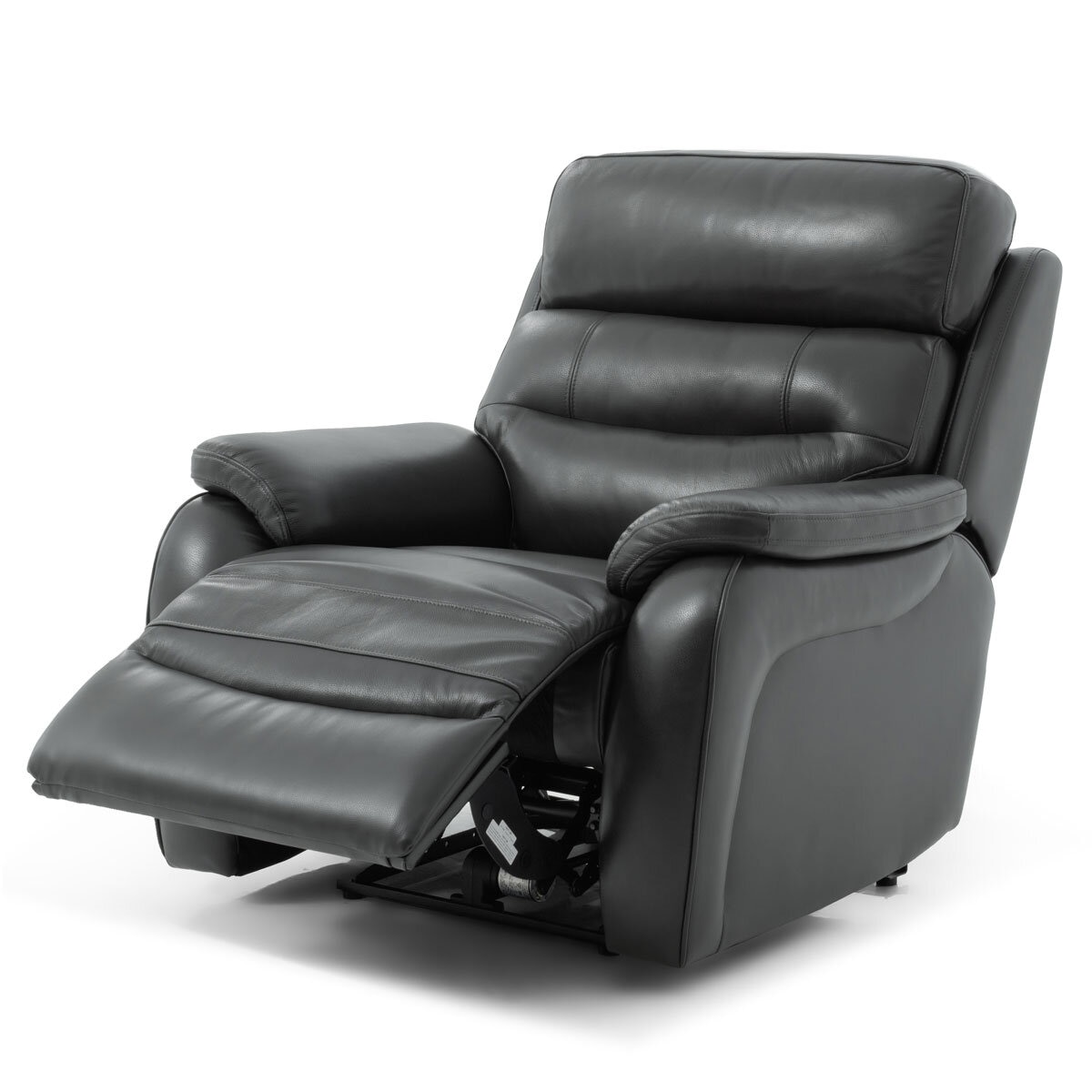 Fletcher Dark Grey Leather Power Recliner Armchair with Power Headrest