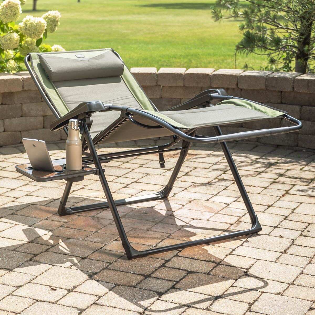 Timber Ridge Zero Gravity Folding Lounger with Side Table
