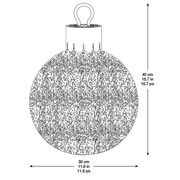 15.7 Inches (1.3ft) Glass Oversized Ornament with 60 LED Lights in Red