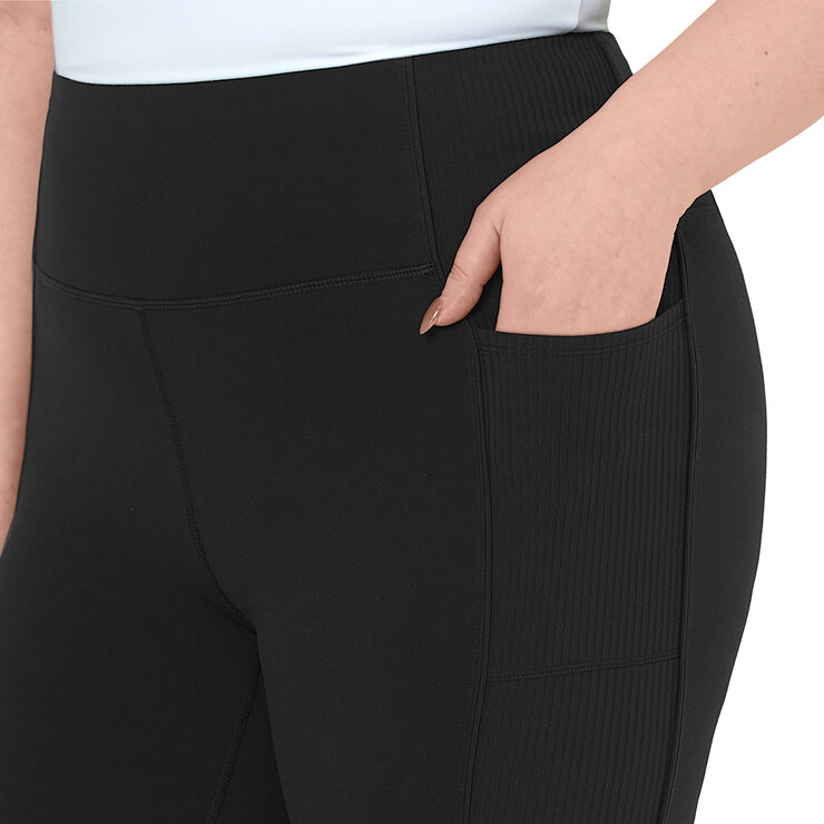 Mondetta Women's Ribbed Panel Tight in Black