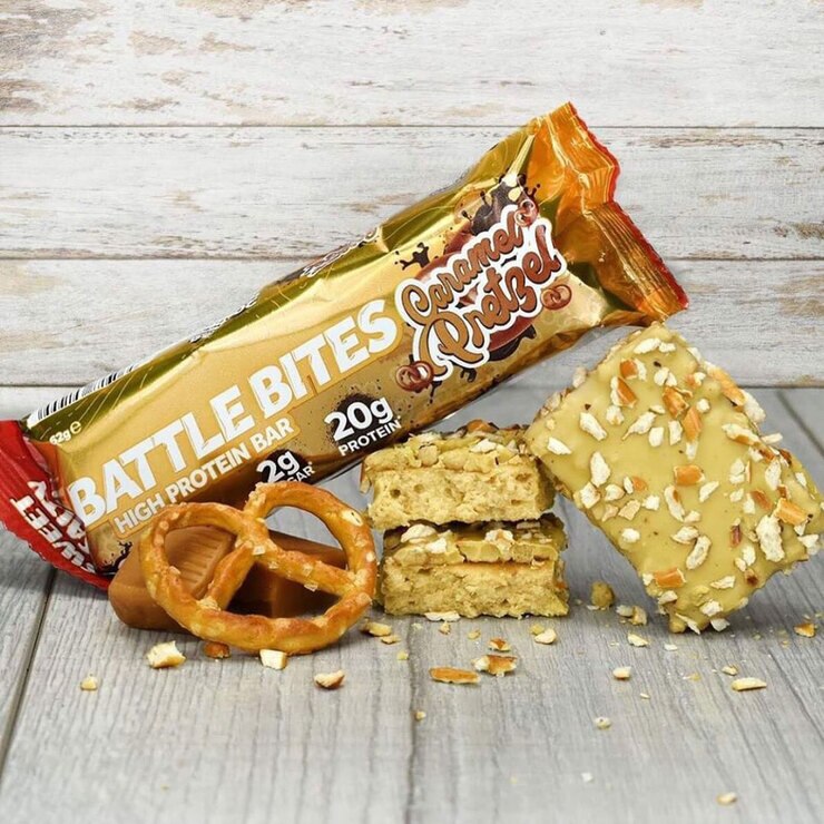 Battle Bites Caramel Pretzel Protein Bar, 12 x 62g Costco UK