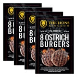 The Lions Kingdom Ostrich Burgers, 4 x 8 Pack