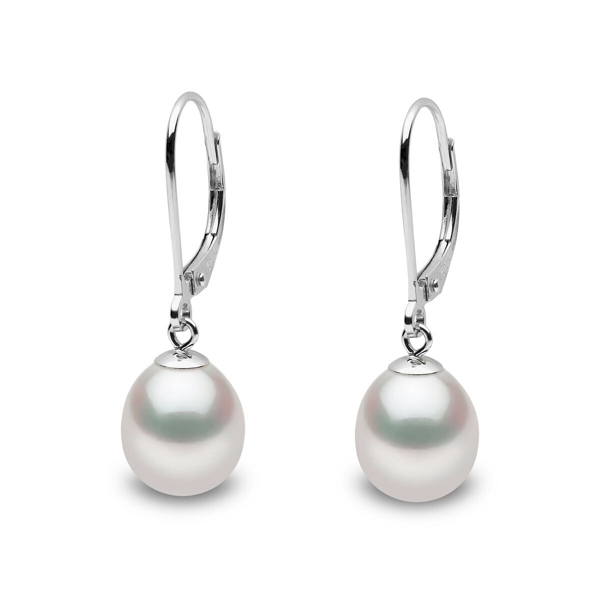 9mm Cultured Freshwater White Pearl Earrings, 18ct White Gold