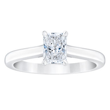 1.00ct Radiant Cut Diamond Solitaire Ring, Platinum