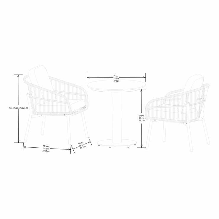 SunVilla Charme 3 Piece Wicker Bistro Set