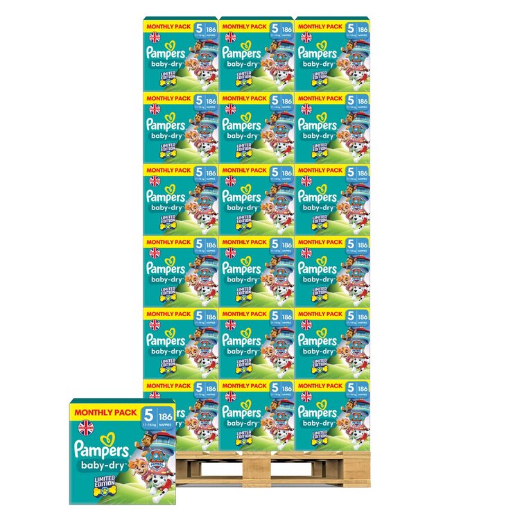 Pampers Paw Patrol Baby Dry Size 5, 36 x 186 Pack Pampers Paw Patrol Baby Dry Size 5, 36 x 186 Pack