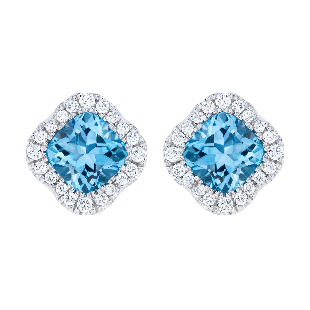 Blue Topaz & 0.27ctw Diamond Earrings, 14ct White Gold